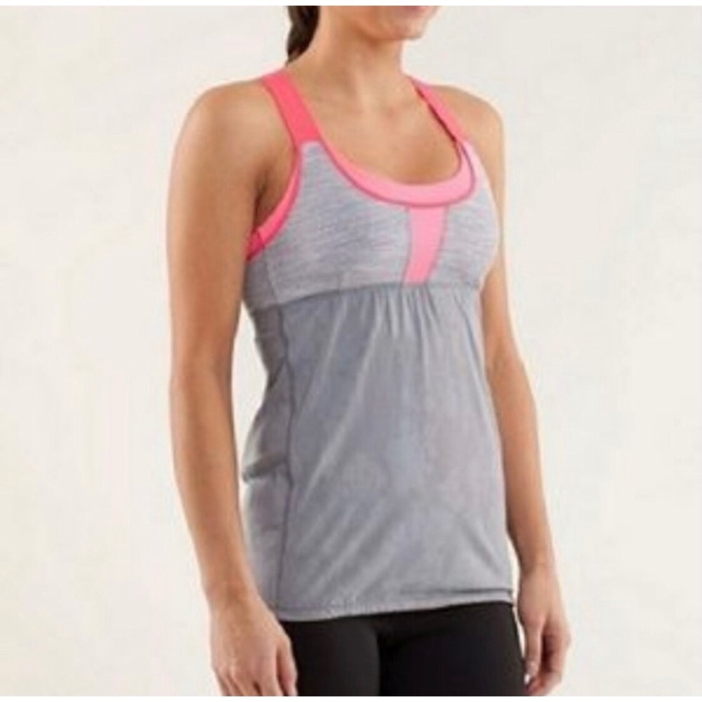 🍋 LULULEMON My Heart Races Pink/Gray Tank Top